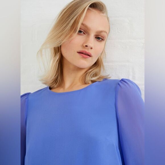 French Connection Crepe Light Georgette Peplum Top - Picture 2 of 8